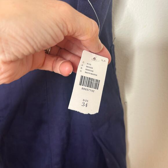 NWT Maeve Linen 70s Slim Crop Pants Navy - Picture 5 of 6